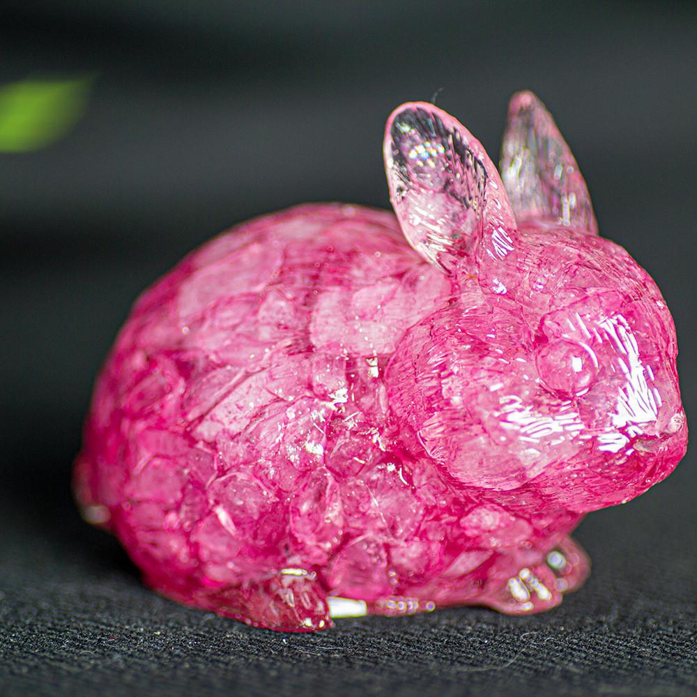 Natural Crystal Resin Bunny Figurine For Home Decor And Gift Giving