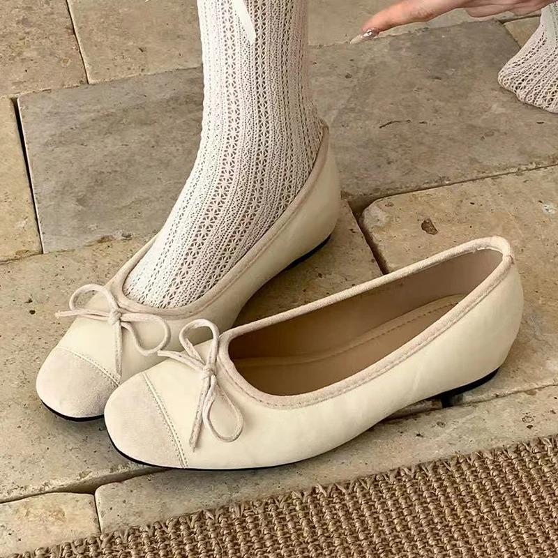 Bow Women Ballet Flats Shoes Casual Shallow Loafers Shoes Elegant Women s Sandals 2025 Summer Comfort Sneakers New Woman Shoes 35 абрикосовый 2729₽