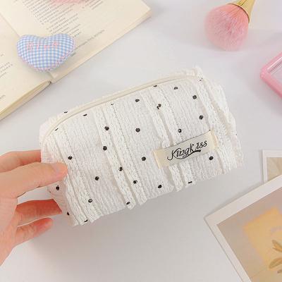 Quilted Dot Makeup Bag for Women Girl Small Large Lipstick Brush Cosmetic Pouch Case Portable Mini Wallet Coin Purse Bags