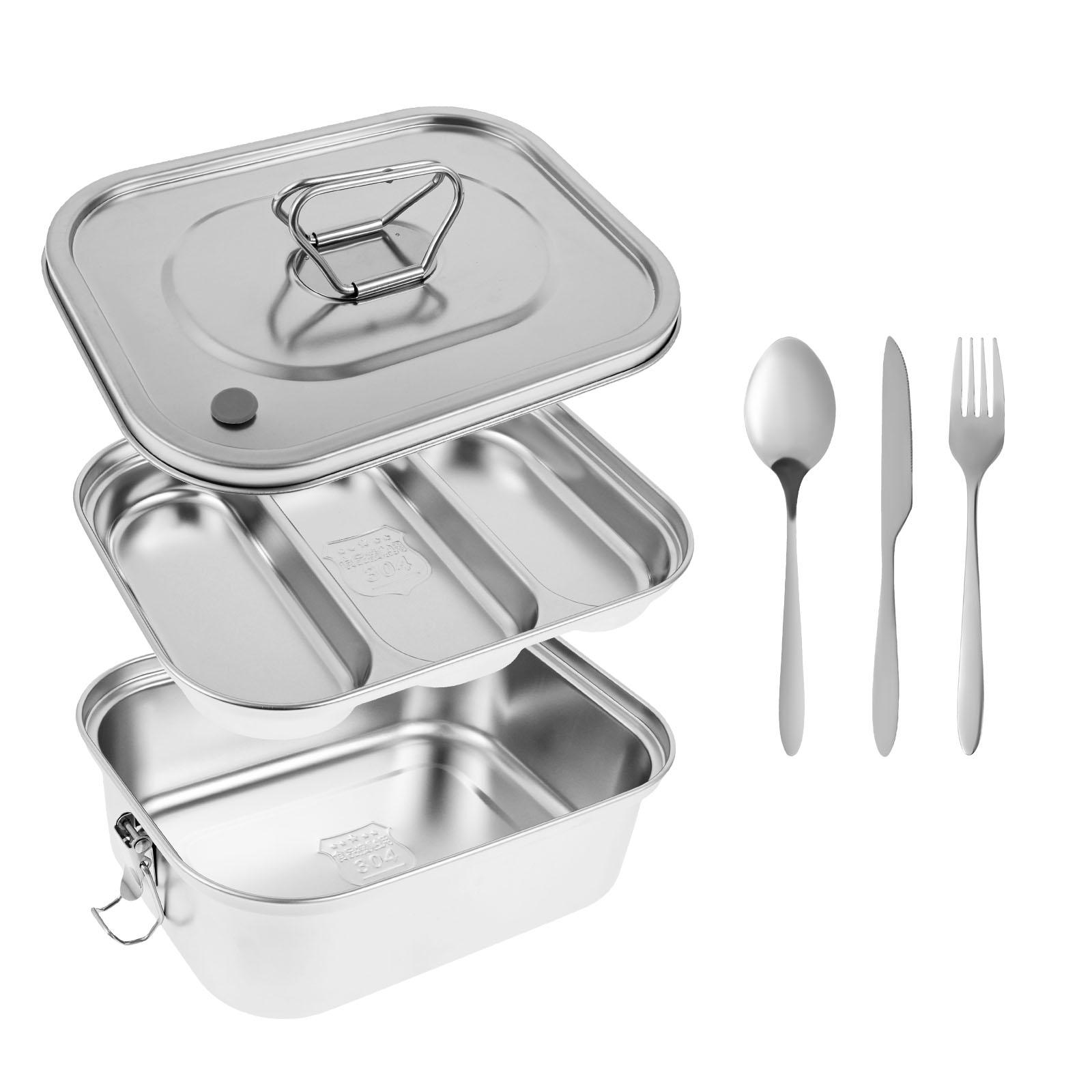 

Stainless Steel Bento Box Metal Lunch Box Food Storage Containers with Lockable Clips Lunch Snack Boxes for Work,School