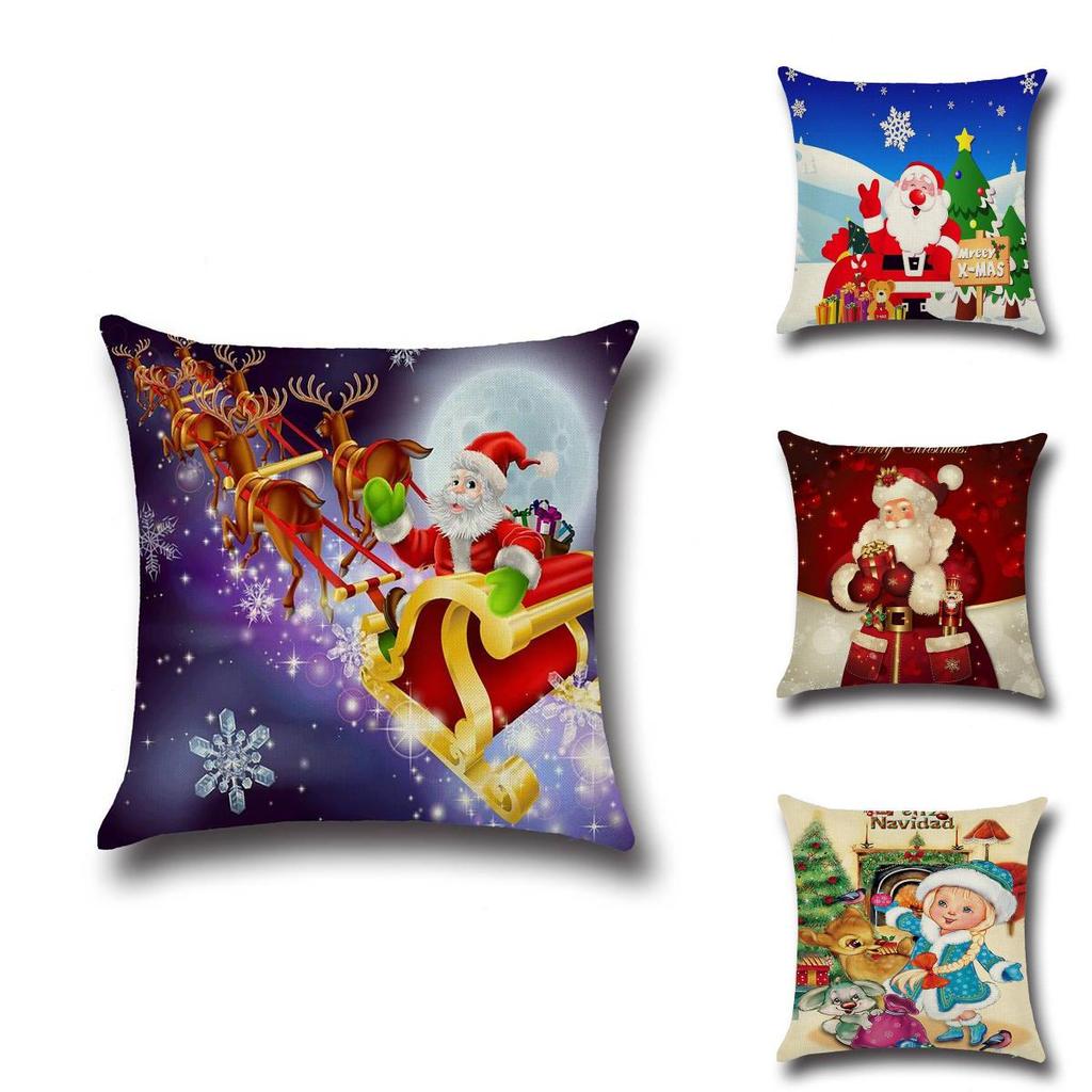 Christmas Cartoon Printed Cushion Cover Ultra Soft For Home Office Sofa Decor Gift