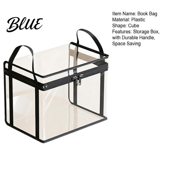 Kids Toy Storage Box Transparent Clothes Bag with Sturdy Handles Durable Plastic Visibility Bin Book Organizer Moisture-proof Toys Container