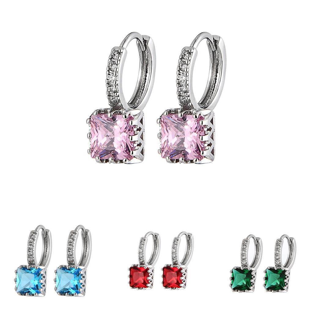 Stylish Zircon Square Alloy Earrings For Women Geometric Summer 2022 Jewelry Unique