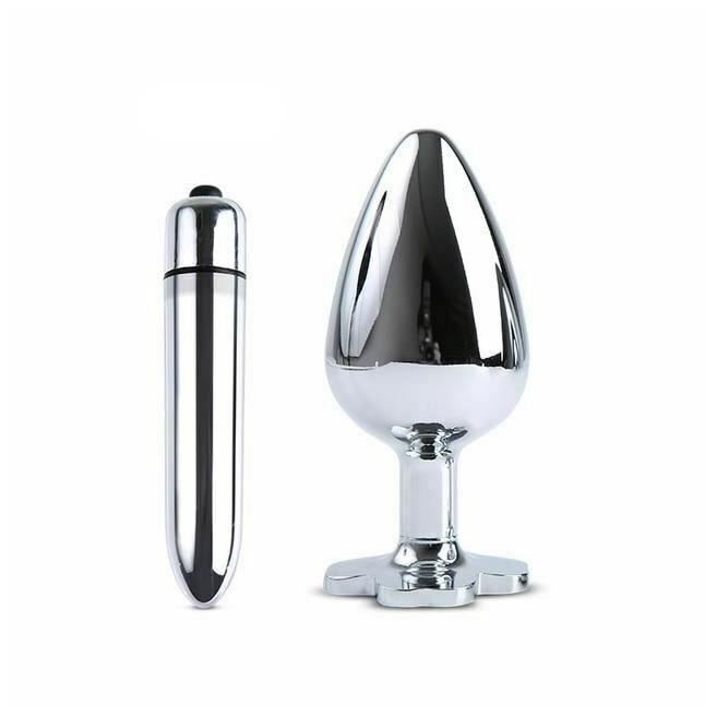 Blue Flower Stainless Steel Metal Anal Crystal Butt Plug  Set  Non Vibrating Butt Plugs