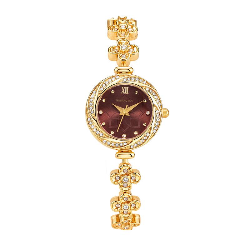 Light Luxury Diamond-encrusted Women's Watch Niche Design Fritillary Four-leaf Clover Bracelet Watch High-end Fashion Quartz Watch