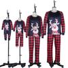 European-American Christmas Deer Print Pajamas - Family Matching Plaid Round Neck Set