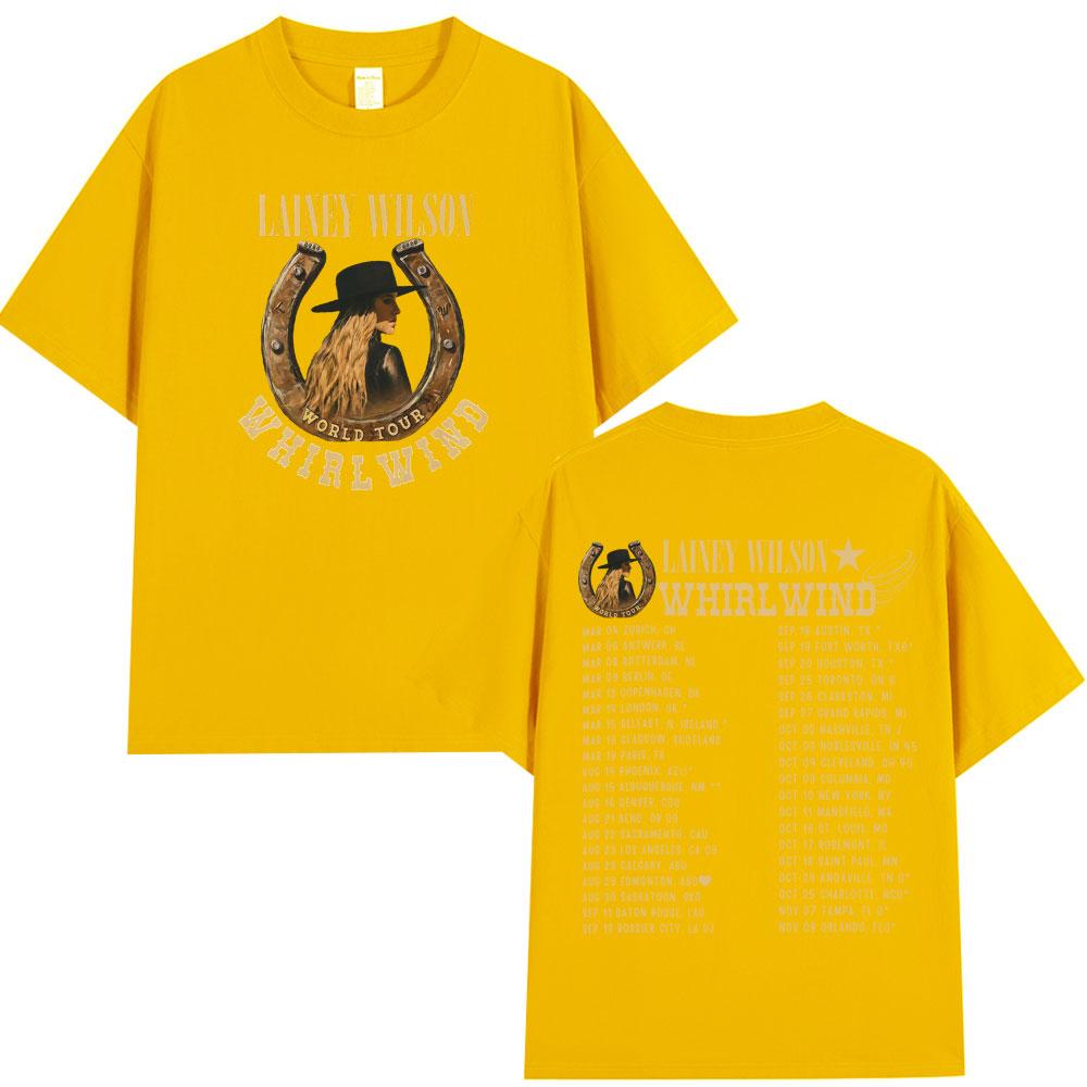 Lainey Wilson Whirlwind World Tour 2025 Graphic Tshirt Men Women Vintage Hip-hop T-shirt Aesthetic Trend Cotton Casual T-shirts