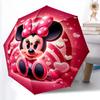 1pc Sturdy 8-Bone Auto Umbrella, Minnie Mouse Pink Floral Pastel Umbrella, Digital Printed, Foldable Umbrella for On-the-Go Outdoor Use