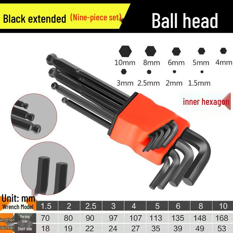 9-Piece High Hardness Hex Key & Screwdriver Set with Extended Hex Wrenches