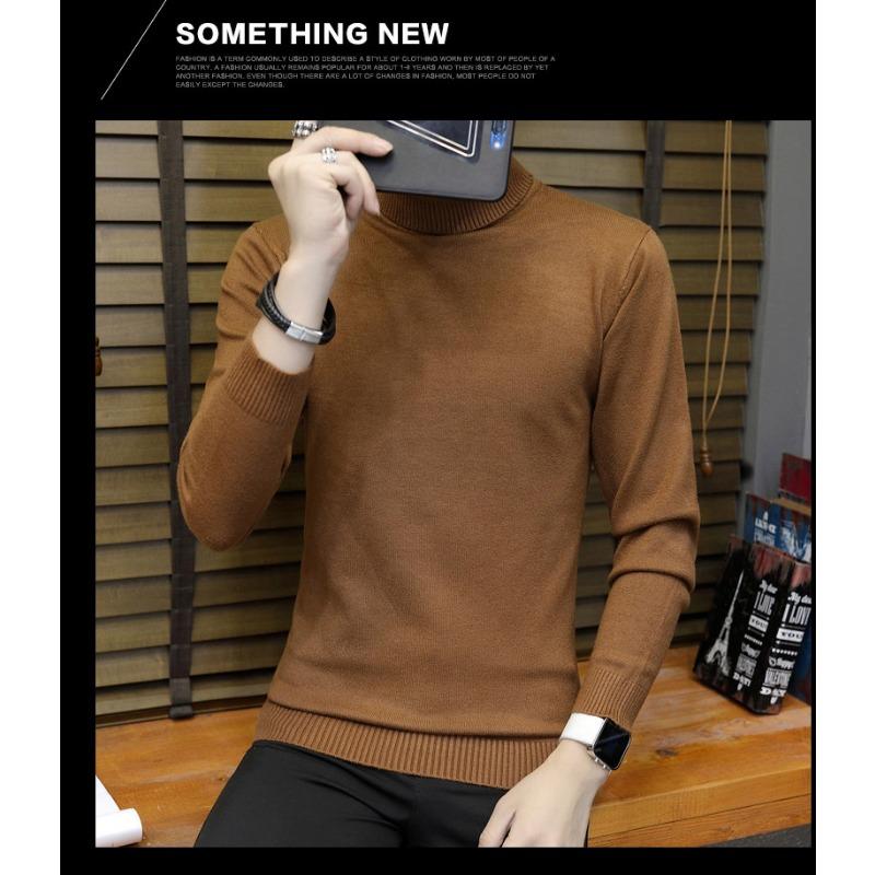 Men S Slim Fit Solid Color Turtleneck Long Sleeve Knit Sweater Winter