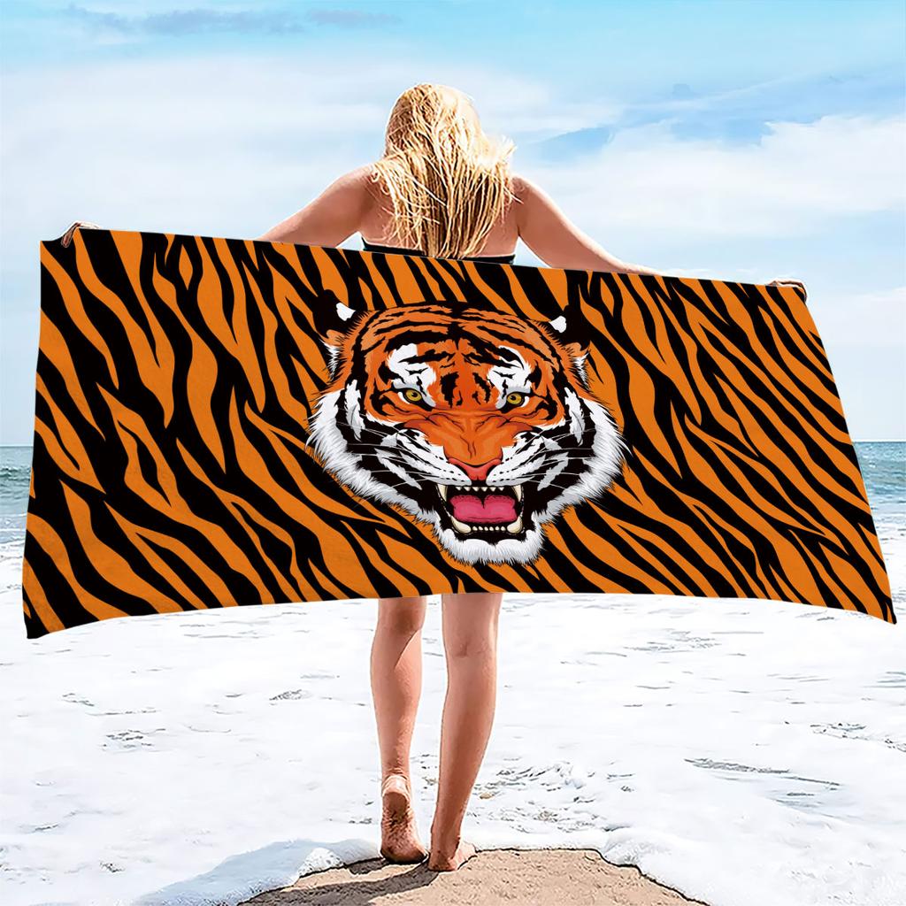 1pc tiger Print towel Sports Quick-Drying Super Absorbent Camping Towel Super Soft Lightweight Gym Swimming Yoga Beach Towel