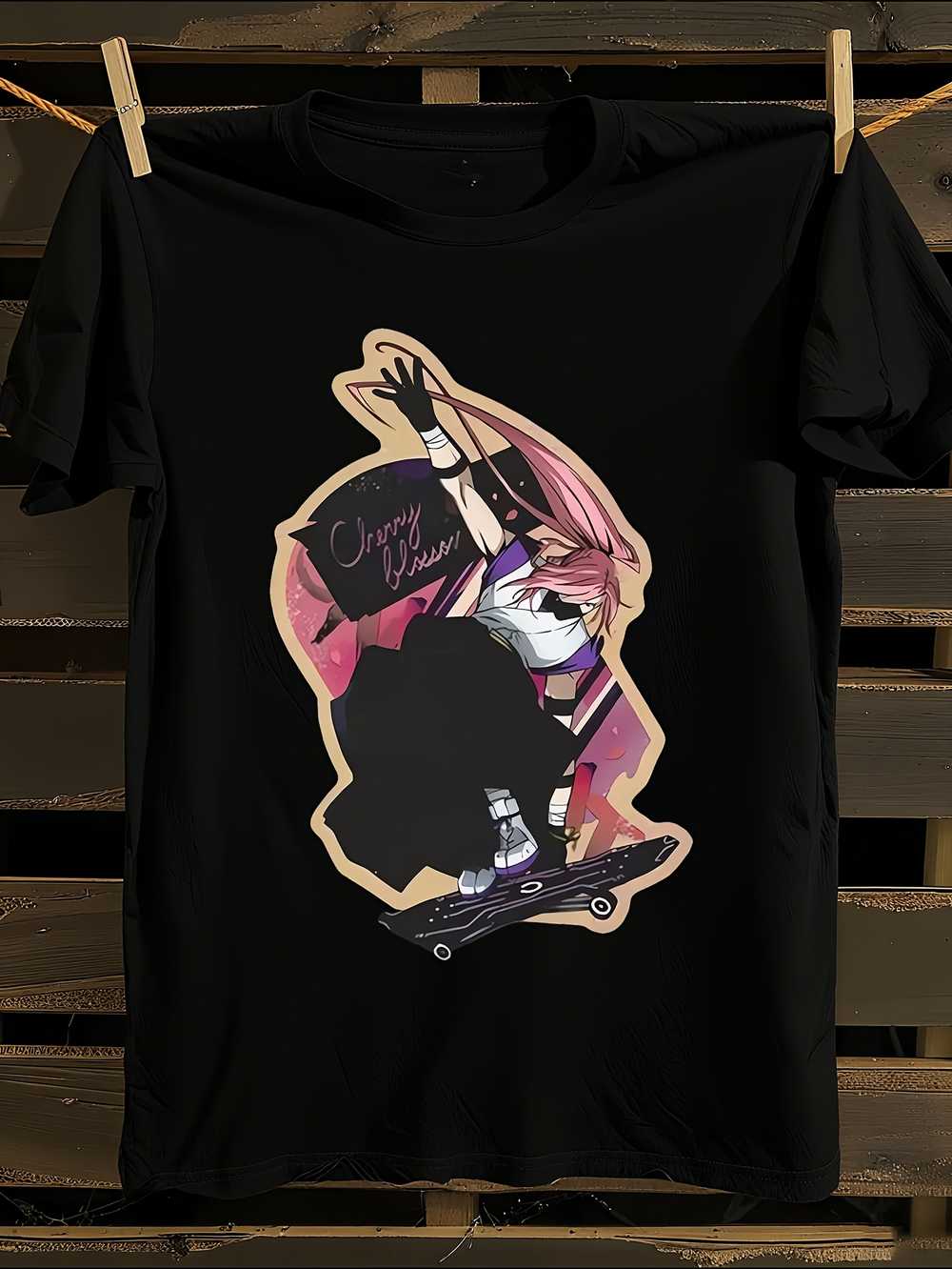 Унисекс Черная Футболка с Принтом из Аниме Sk8 the Infinity Мужская Футболка Женские Футболки с Принтом Букв Футболка с Коротким Рукавом Повседневная Уличная Футболка Топ M