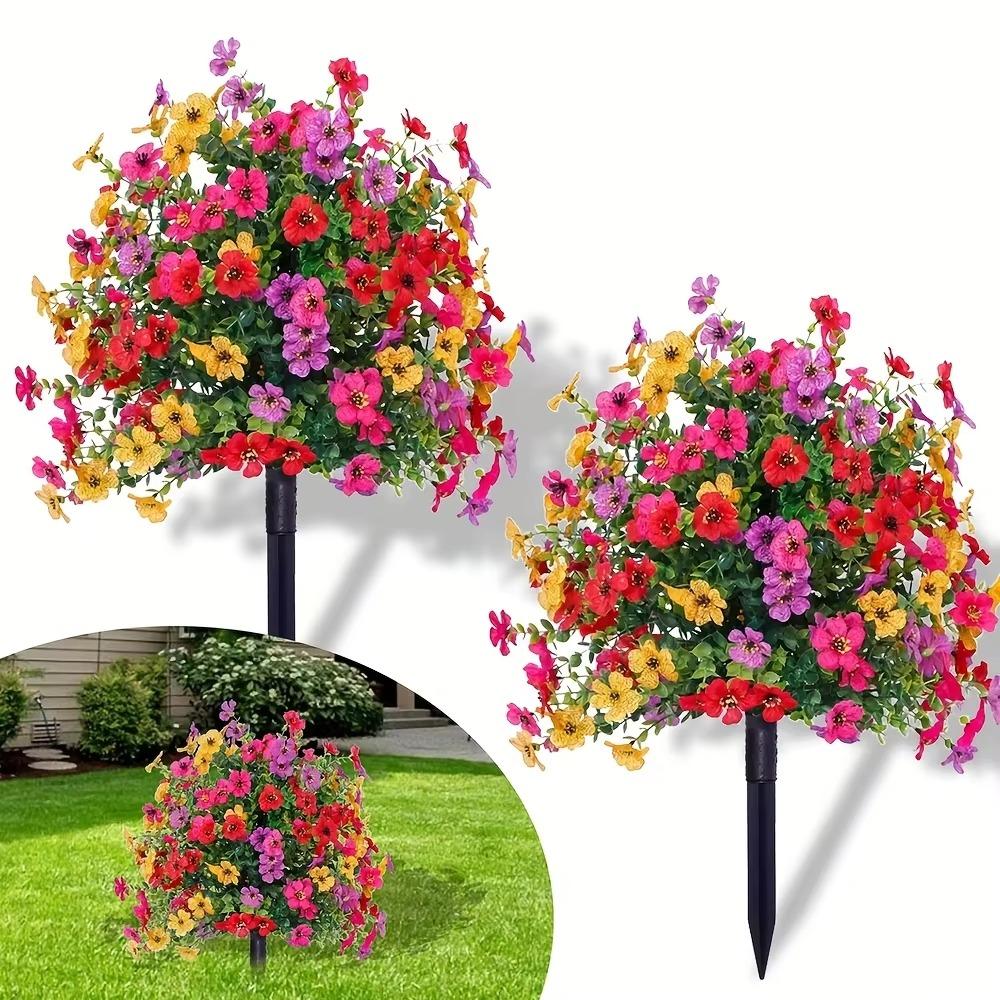 Eucalyptus Flower Artificial Fake Violet Flower Ground Stake Micro Landscaping Simulation Violet Flower Bouquet Plastic Yard Art