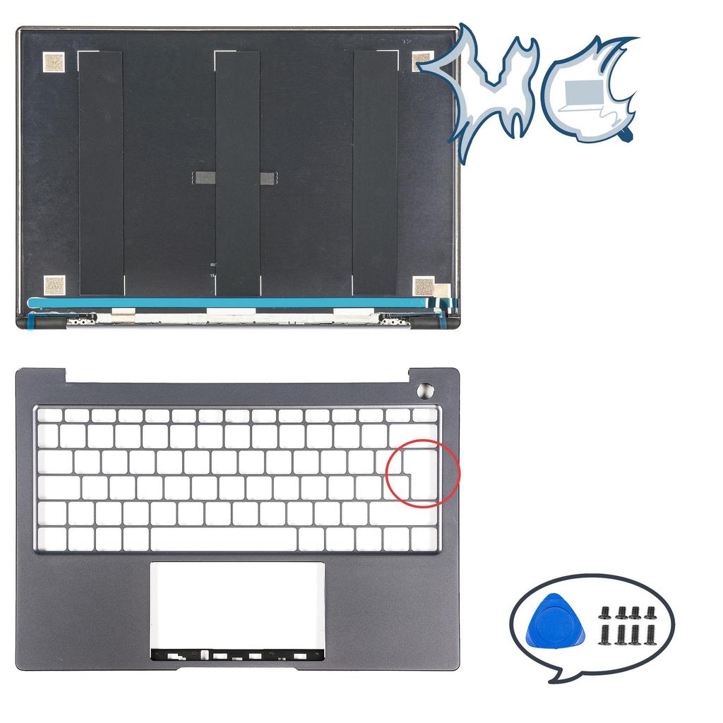 Parts For MateBook 14 KLVL KLVL-WFE9 KLVL-WFH9 2020 14inch LCD Back Cover Palmrest Bottom Case Repair Gray