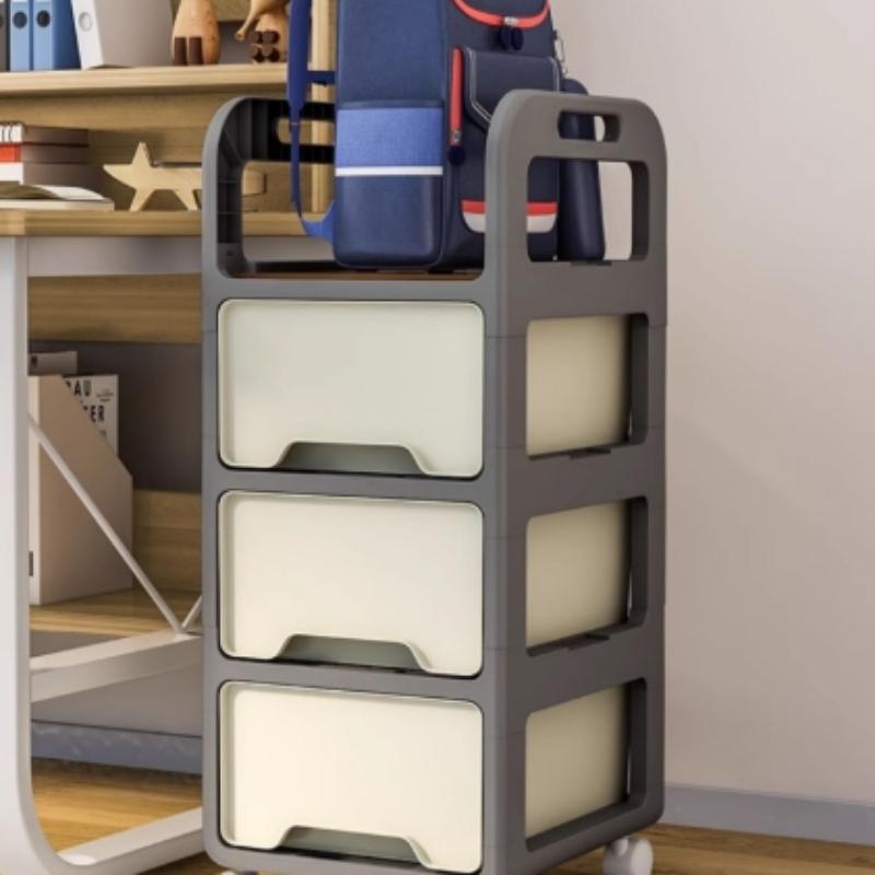 Modern Minimalist Rolling Cart Multi-Function Desk Drawer Storage Two-Layer Storage Box Office Use Book Bag Organizer