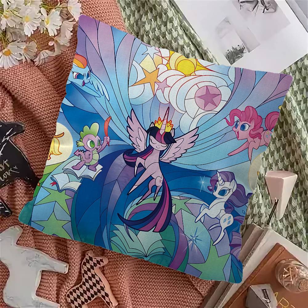 MMy PPonys LLittle Pillow Covers Cartoon Sofa Decorative Home Doublesided Printing Short Plush Cute Cushion Cover