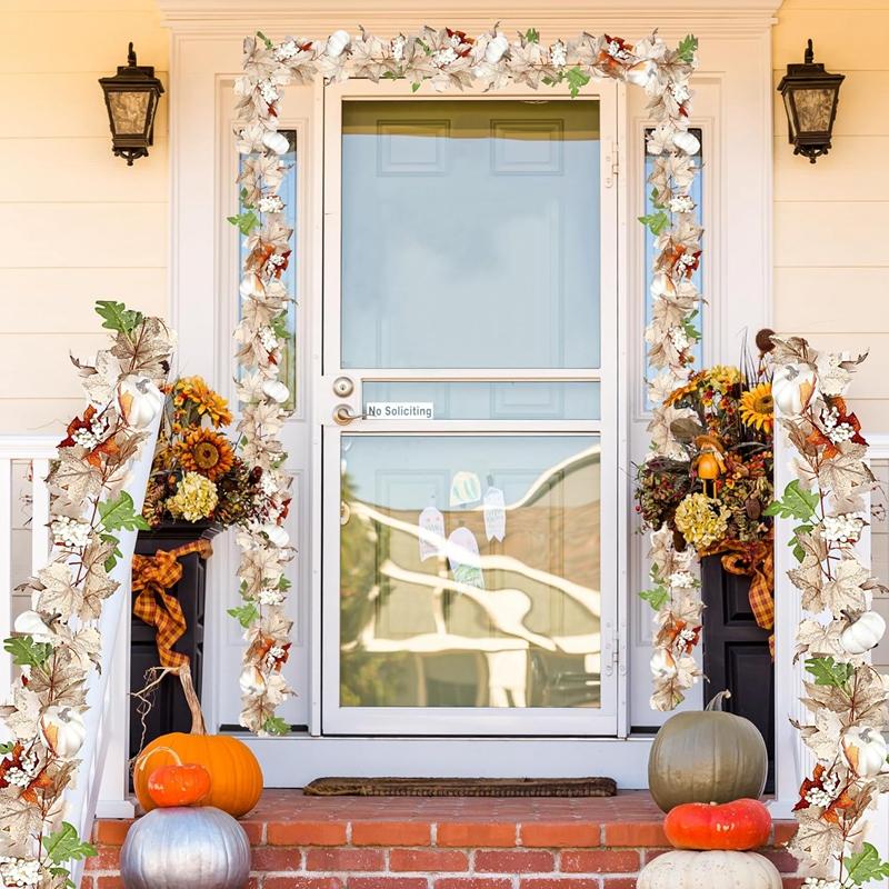 Artificial Maple Leaves Garland Pumpkin Fake Plants Autumn Fall Home Decoration Thanksgiving Halloween Christmas Wedding Decor