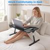 Bed Laptop Table Desk with LED, Drawer, Cup Phone Holder, Book Stand, 5 Height Computer Adjustable Foldable Lap Table, Sofa Floor Stand Tray