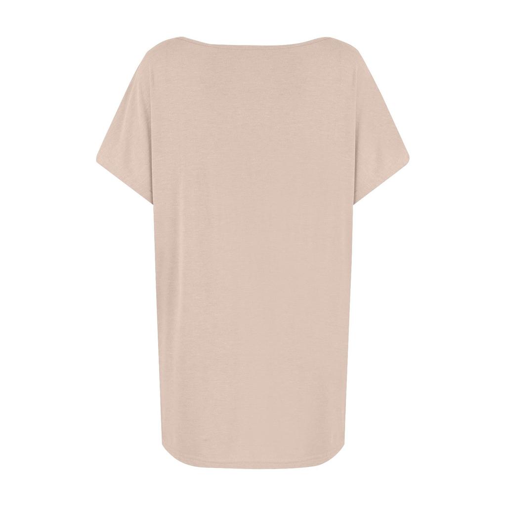 Women's Fashion New Round Neck Solid Color Button Short Sleeve Top