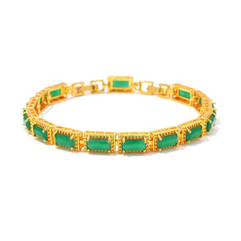 Light Luxury Square Multi-Colored Zircon Inlaid Bracelet, Women'S Silver-White Jewelry, Bridal Jewelry.