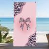 Cute Bowknot Leopard Microfiber Beach Towel Pink Cheetah Pattern Bath Towel Trendy Y2K Aesthetic Swim Towels For Travel