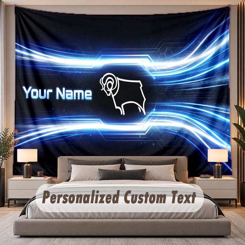 Custom Name Text Tapestry Derby County Personalized Polyester Wall Tapestry For Bedroom And Room