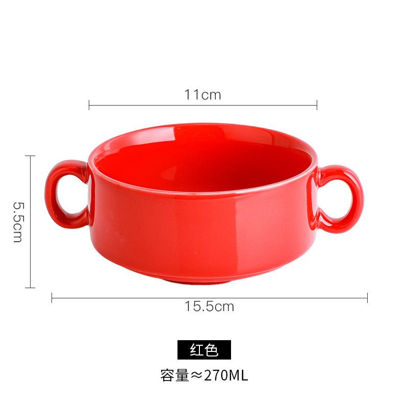 Ceramic Western Soup Cup Binaural Baking Small Bowl Dessert Bowl Bird'S Nest Bowl Tremella Steamed Egg Water-Proof Gift
