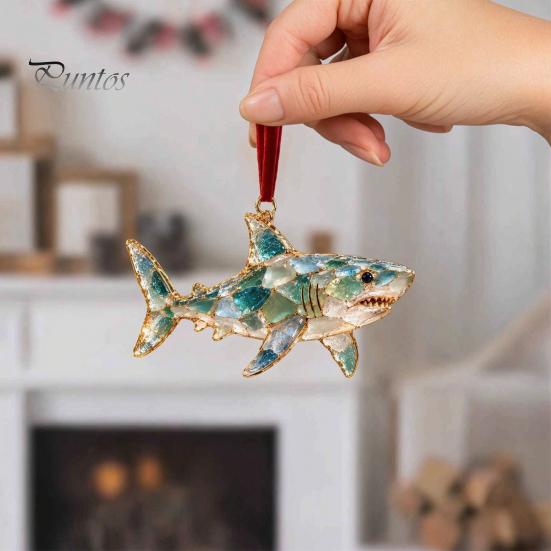 Modernes Wandbehang-Dekor Meerglas-Weihnachtsornament, Küsten-Schildkröte Walhai Oktopus Partygeschenke für Festivals Baumdekoration, Meeresinspiriert