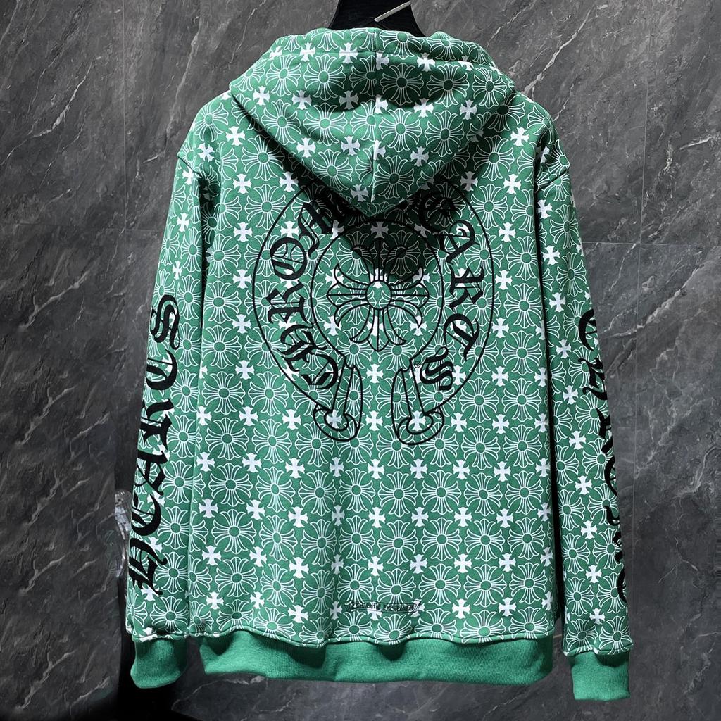 CHROME HEARTS Spring and Autumn Plus Size Horseshoe Dark Pattern Logo Zipper Hoodie Classic Style Logo Hoodie, Suitable for Couples to Wear