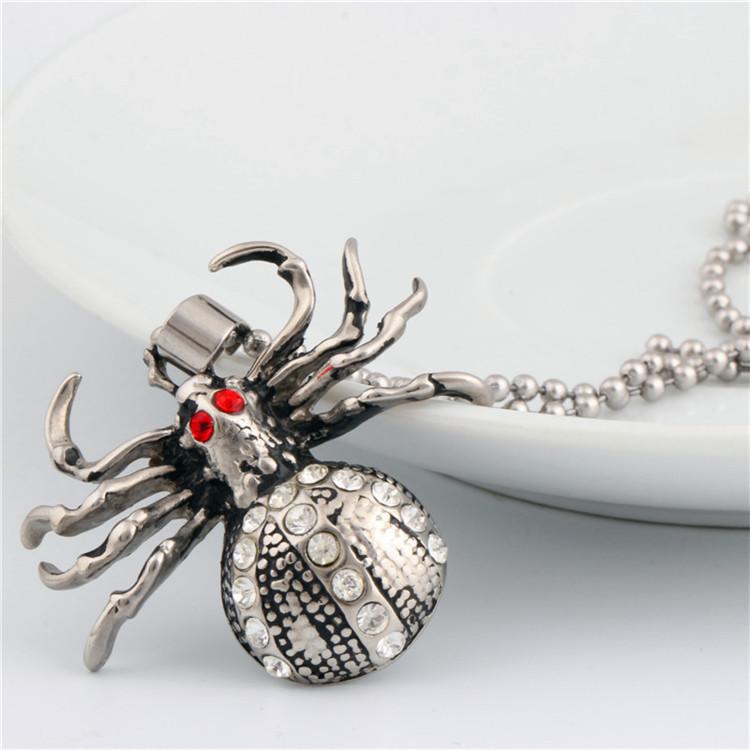 European and American Retro Punk Halloween Style Red Spider Titanium Steel Necklace Pendant Trendy Men's Pendant