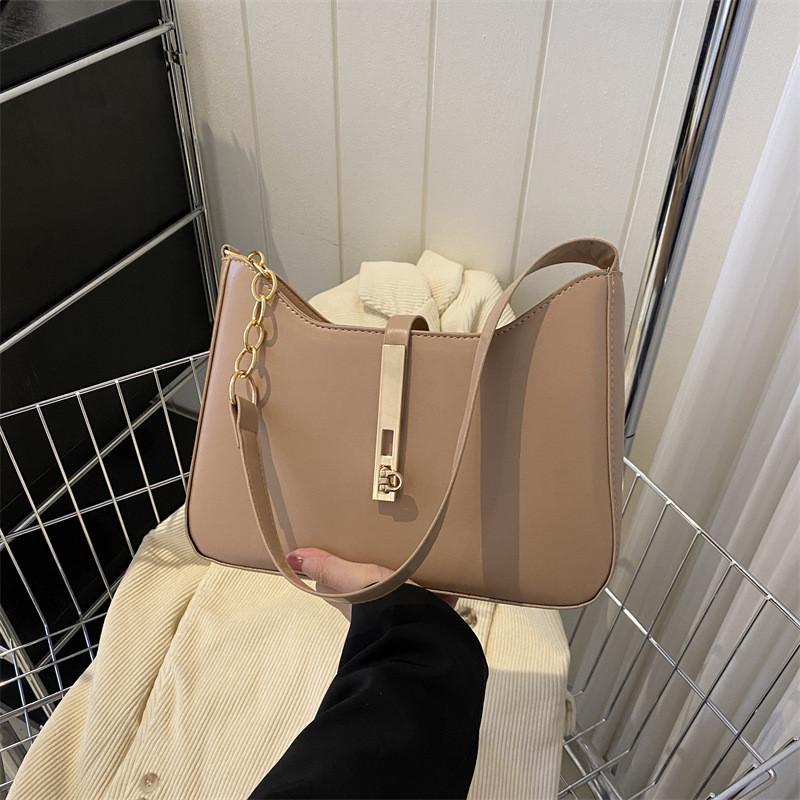 Korean Style Small Pu Handbag With Chain Strap For Daily Use