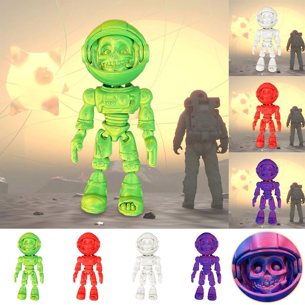 3D Printed Astronaut Skeleton Articulating Toy Figure Tris Color