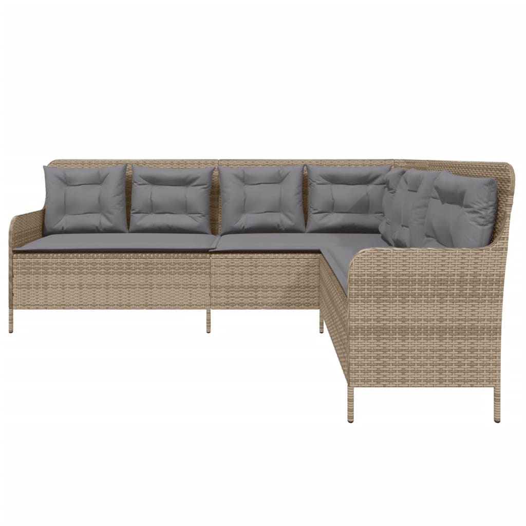 Vidaxl Corner Garden Sofa With Cushions, Beige, Poly Rattan