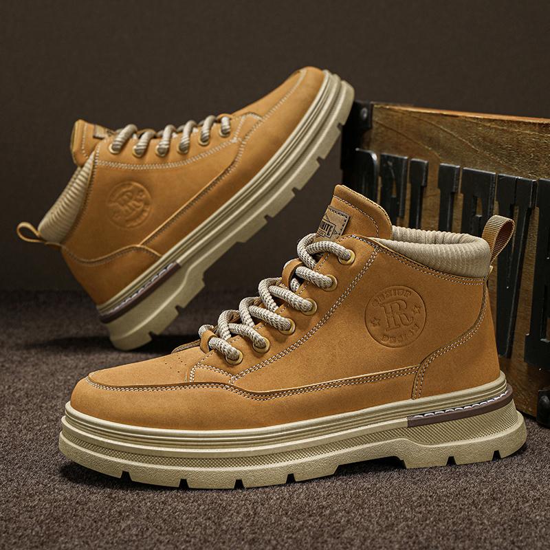 

2025 Spring Autumn Men s Boots High Top British Style Casual Men s Shoes Outdoor Non-slip Wear-resistant Short Boot Botas Hombre 39