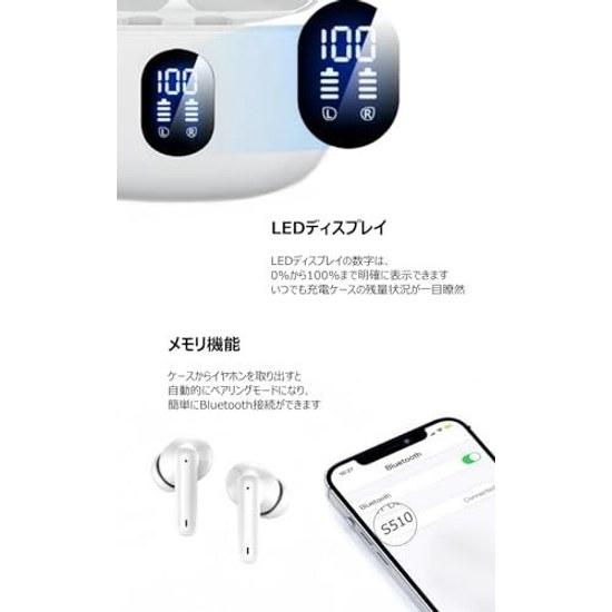 Bluetooth Earphones Wireless 2025 Model Hi-Fi Sound Quality Long Battery Life Microphone ENC Noise Cancelling LED Display Automatic Pairing Instant