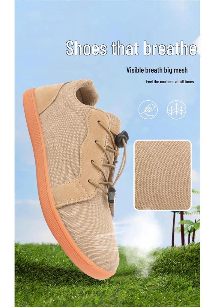 Men's Plus Size Wide Toe Barefoot Hiking Shoes - Breathable, Non-Slip, Lightweight Casual Footwear