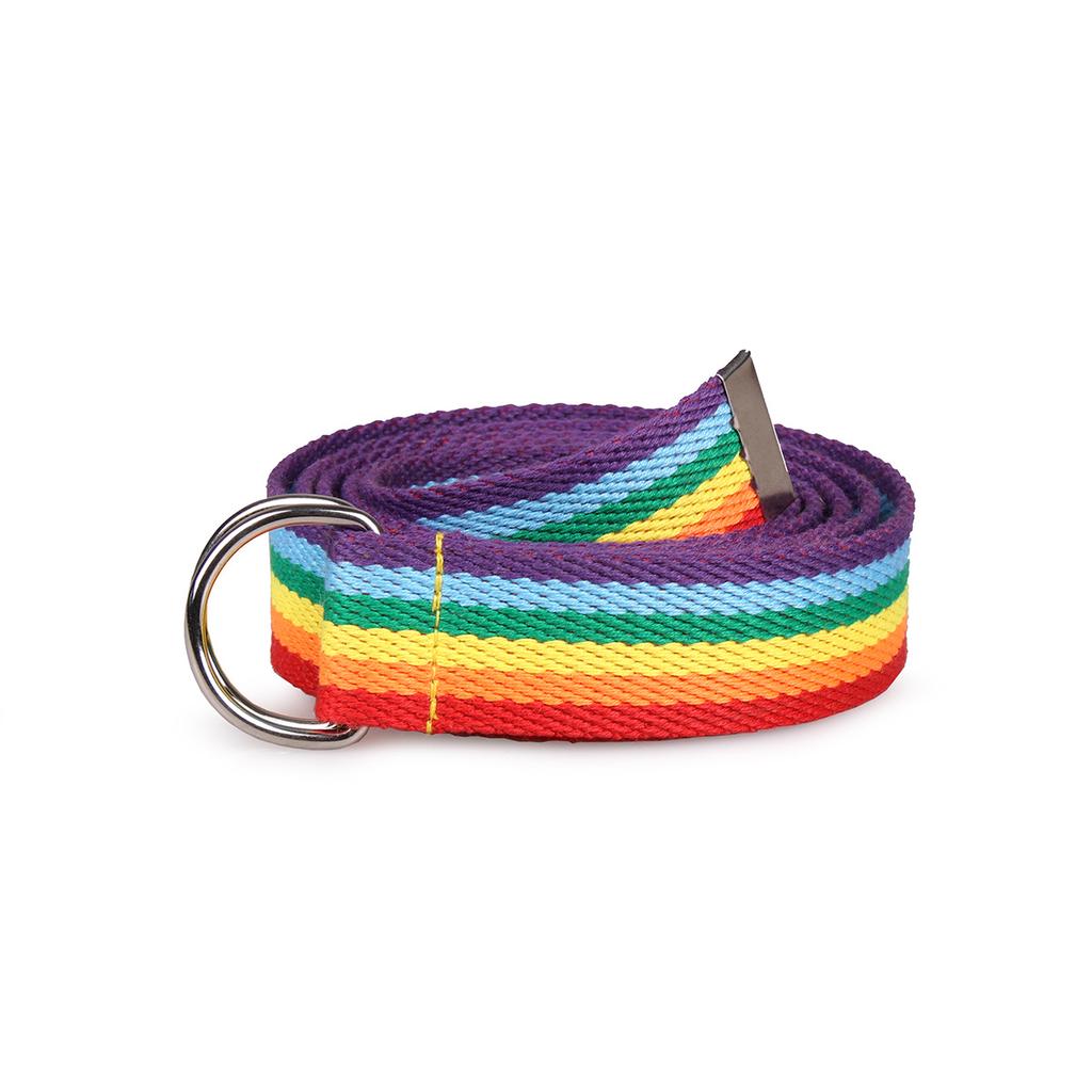 New Korean Version of Women's Double Ring D-buckle Colorful Webbing Casual Versatile Women's Super Long Summer Decorative Belt