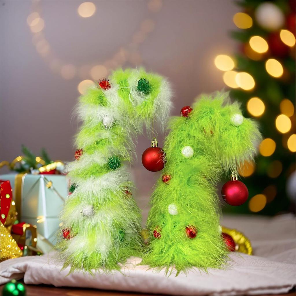 Christmas Feather Christmas Tree Ornaments Table Fireplace Scene Layout Decoration