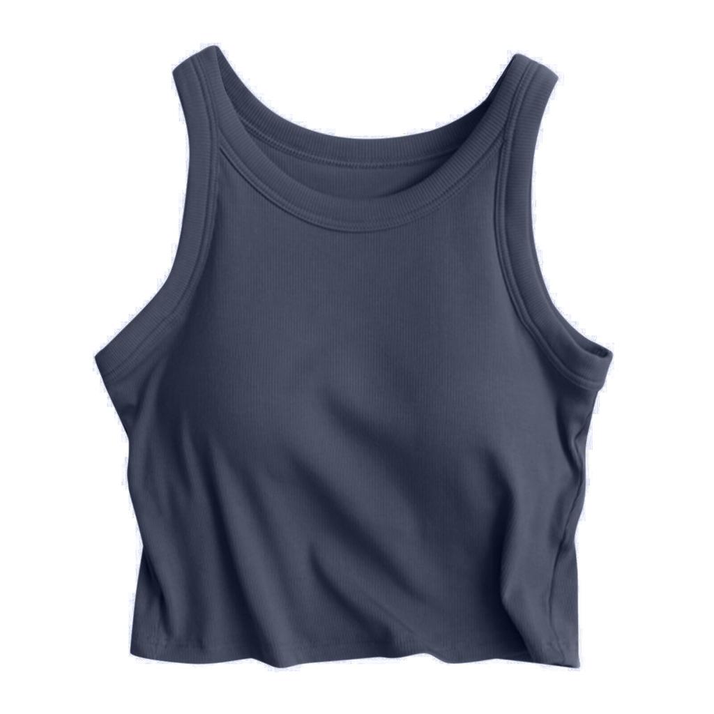 Top Corto sin Mangas para Mujer, Camiseta sin Mangas Casual de Verano para Yoga, Entrenamiento, Fitness y Uso Diario