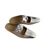 Retro Square Head Slope Heel Silver Bag Head Half Slippers Women'S Outer Wear Spring And Summer Thick Heel One Pedal