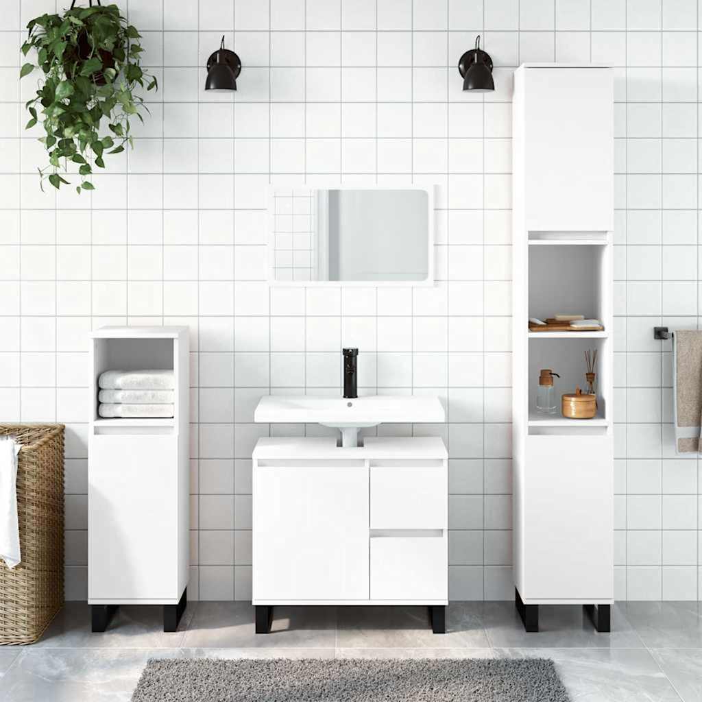 Vidaxl Badezimmerschrank, Weiß, 65X33X60 Cm, Holzwerkstoff