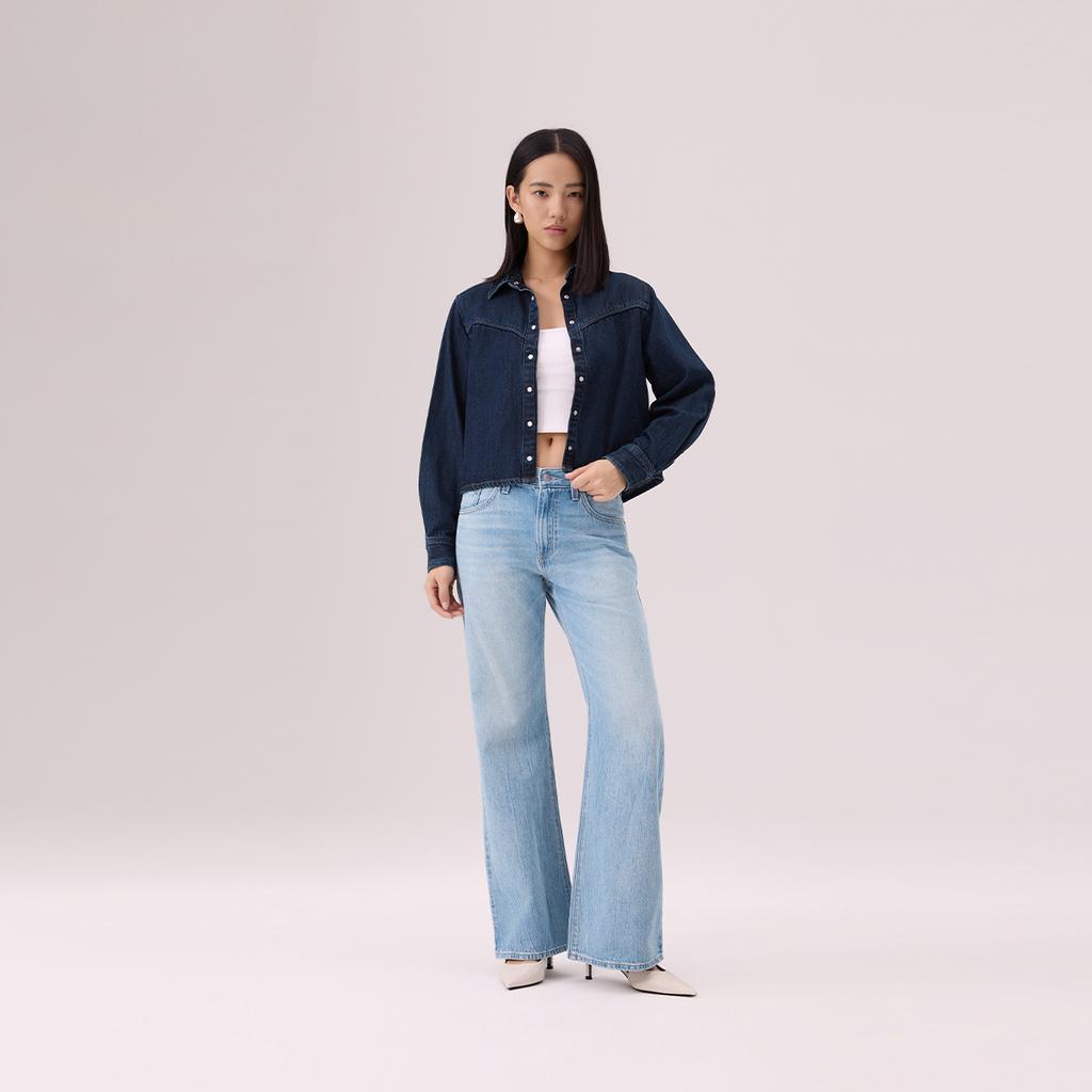 Levis Vintage Soft Casual Comfortable Pointed Collar Denim Long Sleeve Shirt Women shirts 005DW-0000