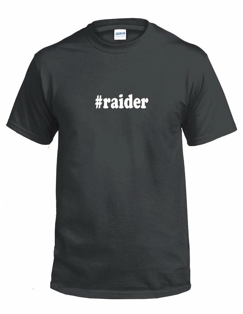 

#raider T-Shirt Hashtag Raider Funny Gift White Black Cotton Tee Shirt S