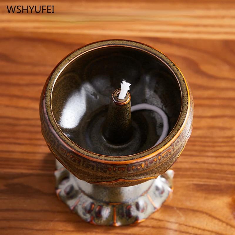 1 Pc Ceramic Butter Lamp Buddhist Temple Supplies Temple Law Society Make Offerings To Buddha Living Room Home Decor Blessing