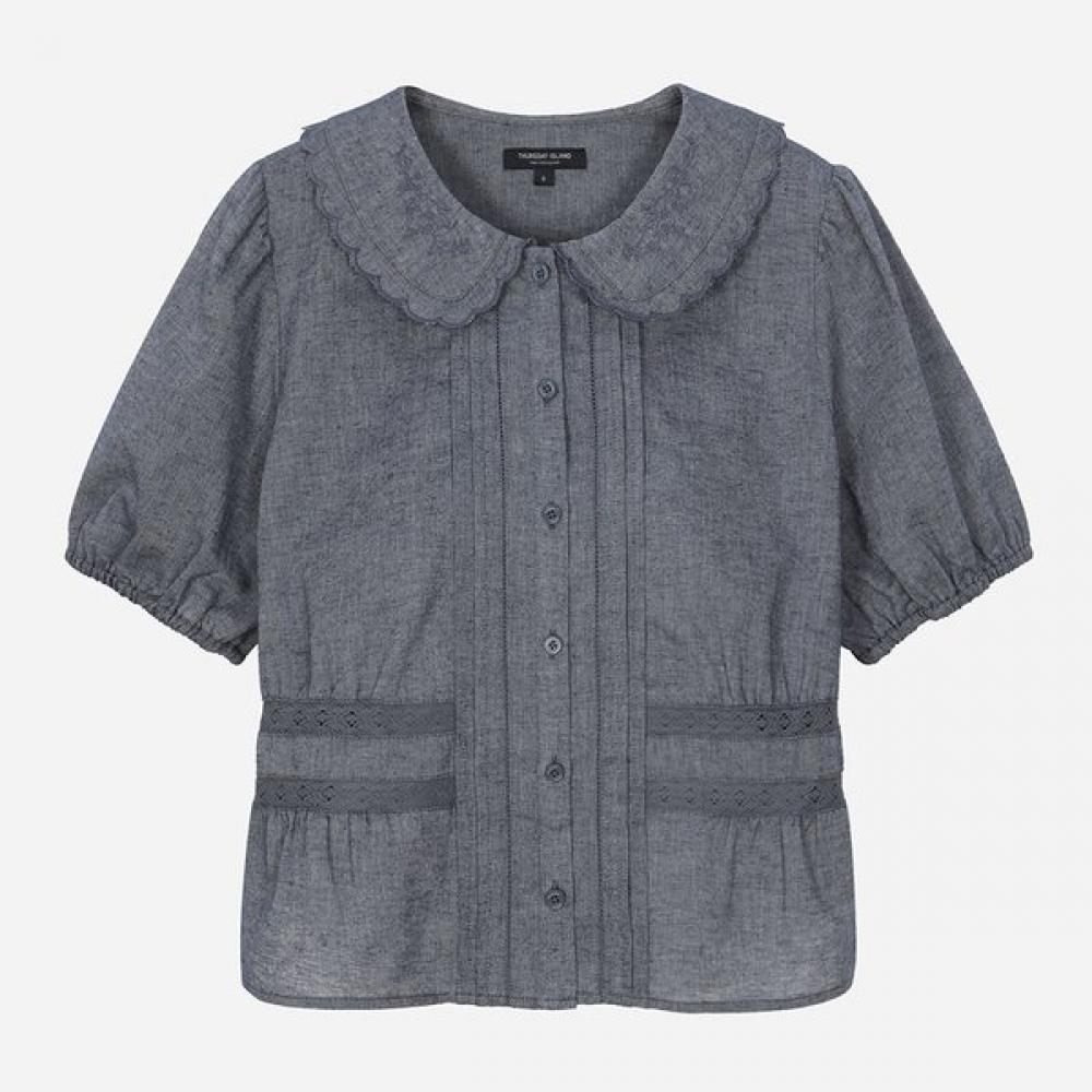 Thursday Island Women Scallop Collar Short Sleeve Blouse T264mbl215w