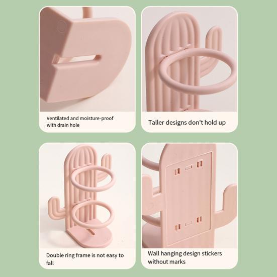 Niedlicher Kaktus-Zahnbürstenhalter, platzsparend, einfache Installation, Wandmontage, stanzfrei, wasserdicht, Badezimmer-Zahnbürsten-Organisationsregal