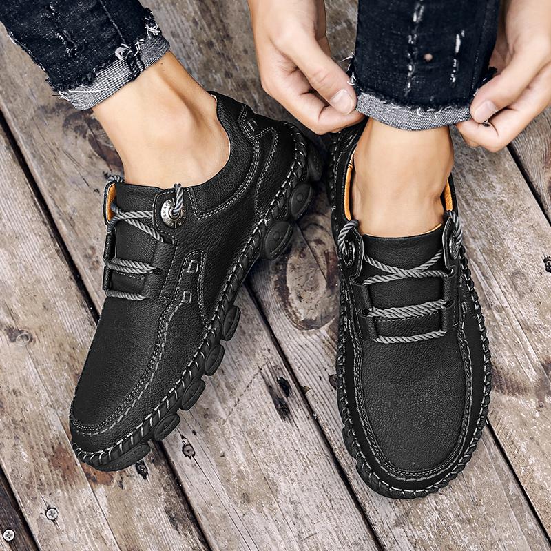 38-48 Men's Casual Leather Shoes Leather Soft Sole Wear-resistant Non-slip Men's Loafers