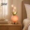 Valentine Day Home Decor Tulip Ceramic Night Light Gradient Color Artificial Flower Table Lamp Rechargeable Housewarming Gift Ideas Touch