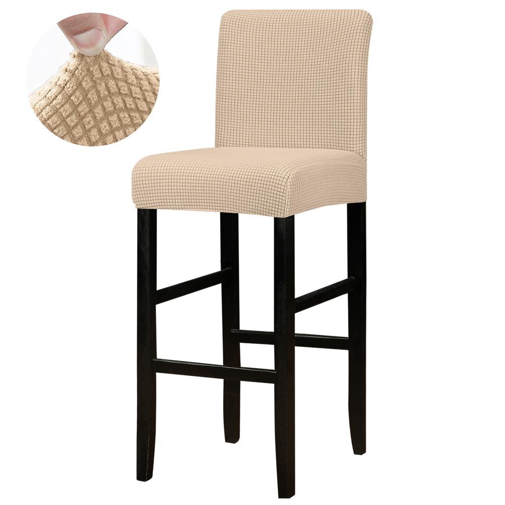 Solid Bar Chair Cover Short Back Bar Stool Slipcover For Hotel Banquet Dining Room Small Size Seat Protector
