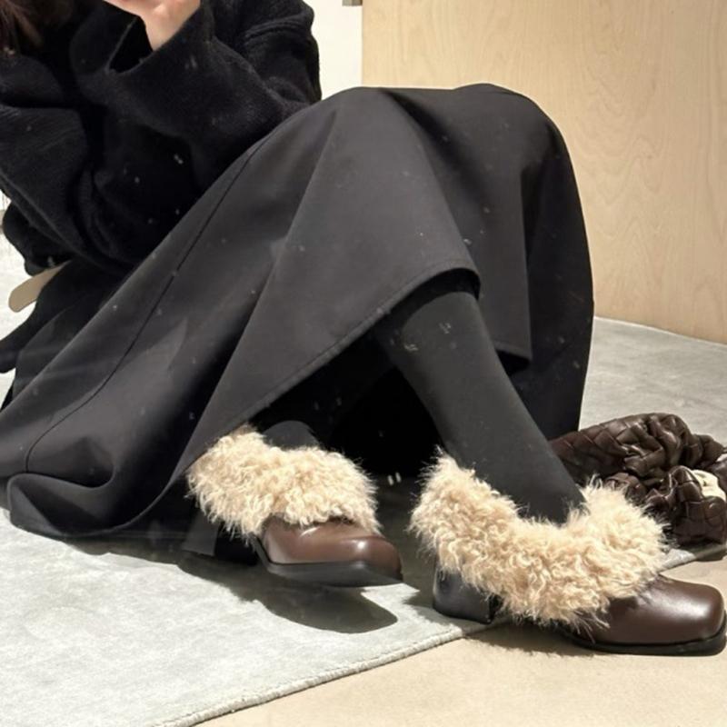 Fashion AIYUQI Women's Winter Loafers 2025 New Square Head Warm Female Winter Shoes  Fur Large-Size Casual Leather Women Shoes